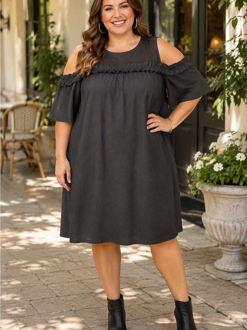 Lauren Conrad Cold-Shoulder Black Plus-Size Dress